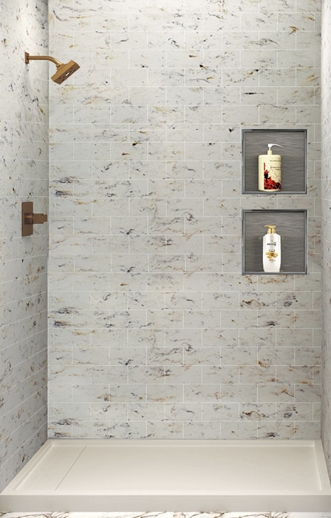 His and hers 14” x 14” stainless steel niches