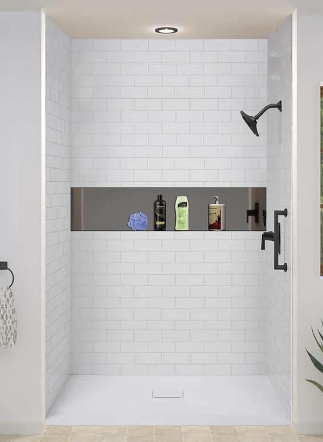 46” x 14” horizontal brushed stainless niche