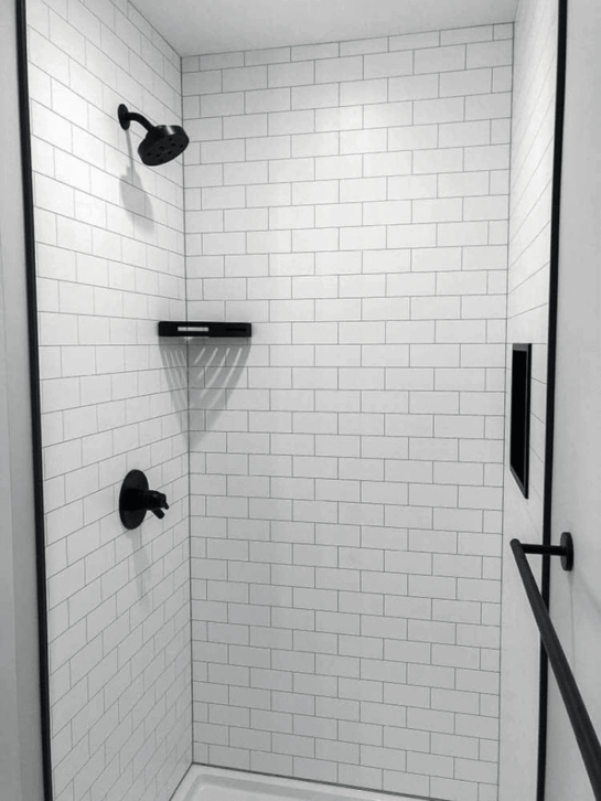 Complete Shower Kit, White Subway Shower Wall Panel, Fibo Panels, Choice Building Products