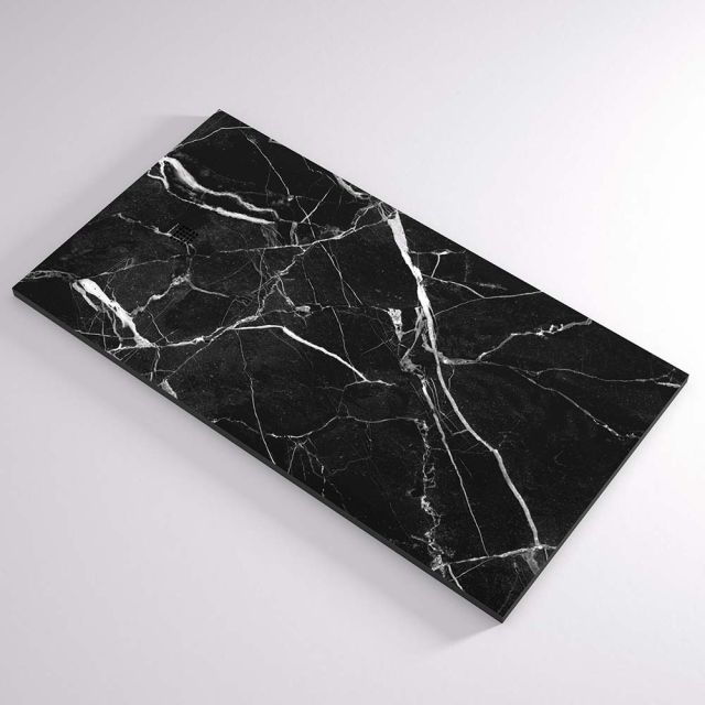 60″ x 32″ black marble shower pan