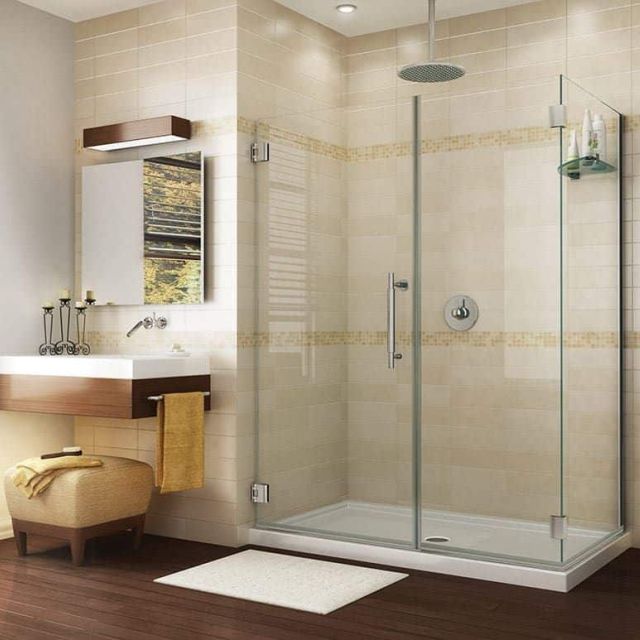 Frameless 2-sided glass shower enclosure