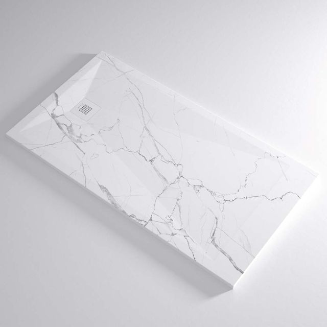 60″ x 32″ white marble shower pan
