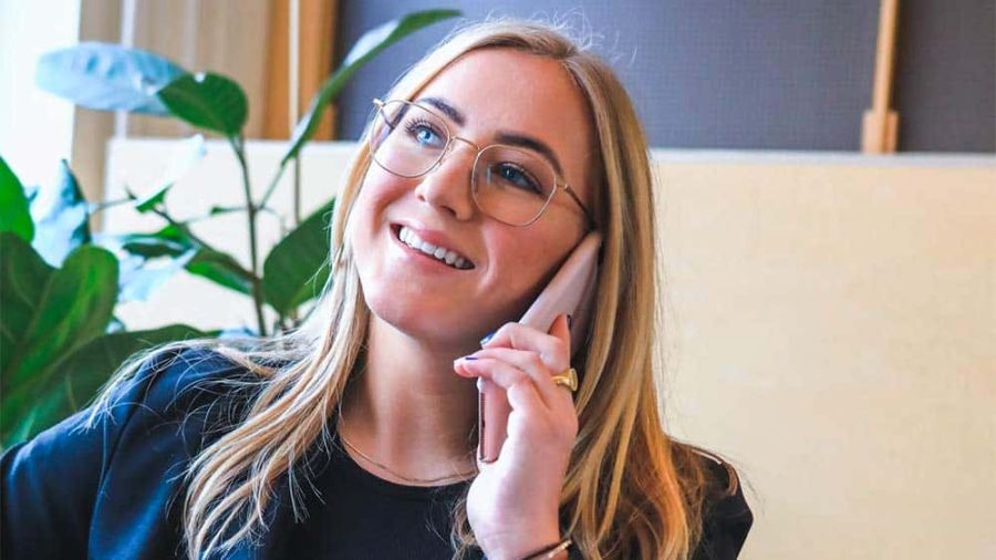 Happy woman on the phone