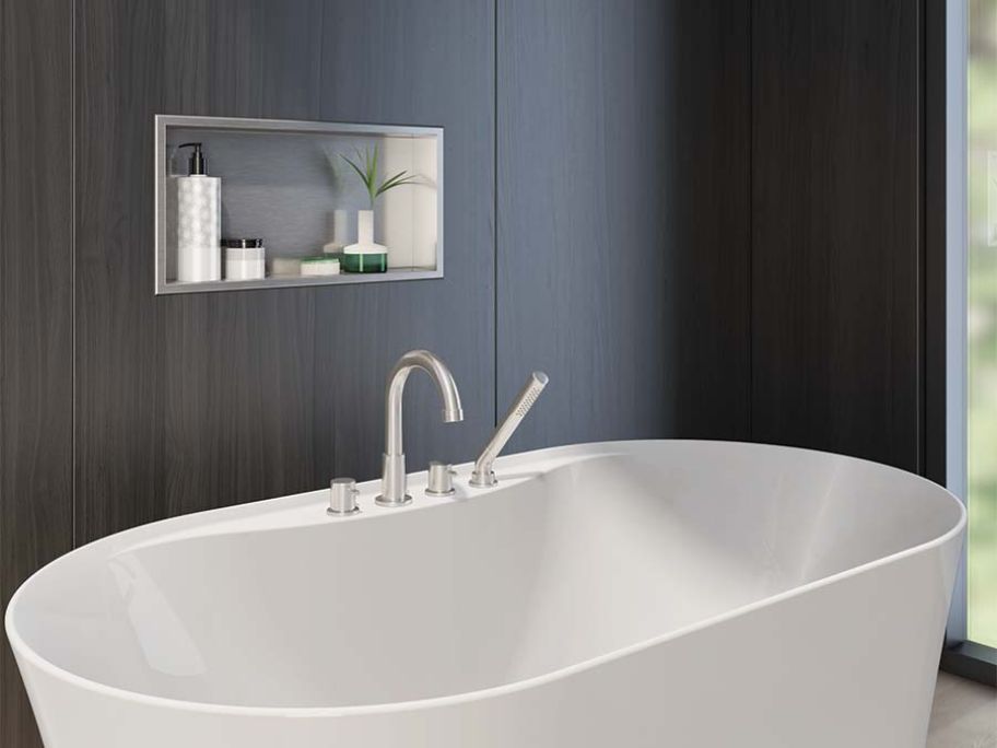 Bathroom shelve niche over tub