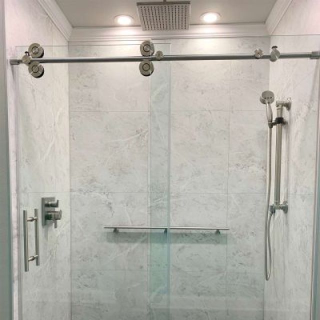 Sliding glass shower door system